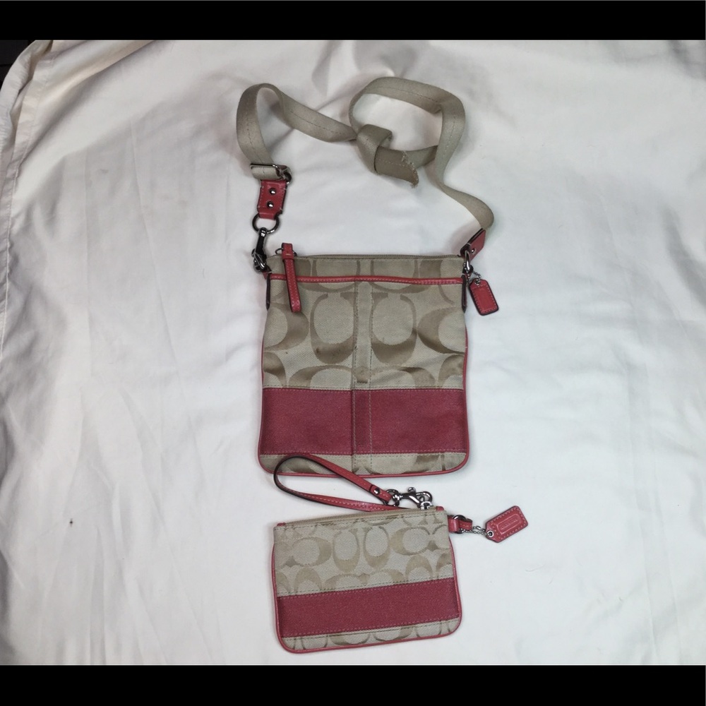 Coach Signature Stripe Swingpack Crossbody & Wristlet - READ AD